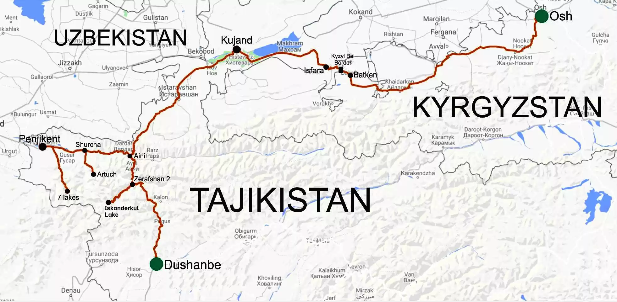Osh to Dushanbe